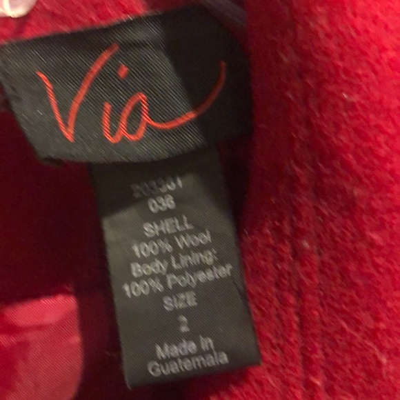 🔥item 🔥 Red Wool Trench Coat -Brand Via -Size 2 - Picture 2 of 2